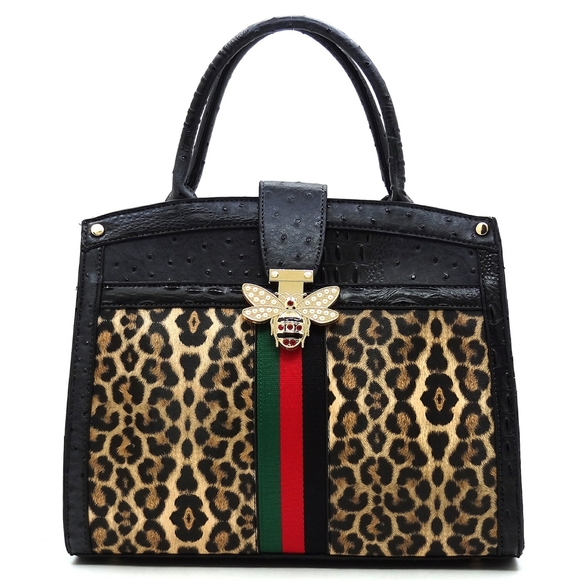 Queen Bee Stripe Leopard Satchel & Wallet Set - Picture 2 of 15